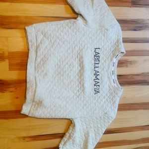 Grey cotton long cropped sweater